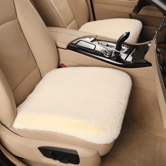 2Pcs Car Seat Protector Pad for Winter Warm,Plush Soft Front Driver Bottom Cushion for SUV & Truck (Black,18*18inches)