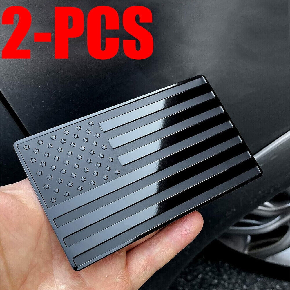 Paire D'Emblèmes Métalliques 3D Drapeau Américain Pour Voiture - Autocollant Pare-chose/Motocouleur Noire