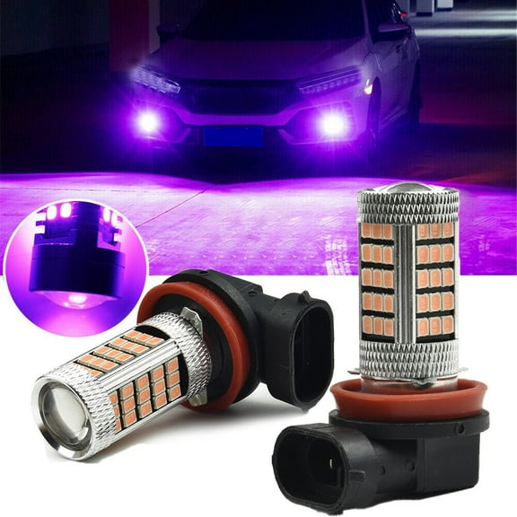 2Pcs Car Universal-Pink Purple H11/H8 Led Fog Driving Lights Drl Bulbs Car Accessories Automobiles Signal Lights Car Supplies by Coconut Ok