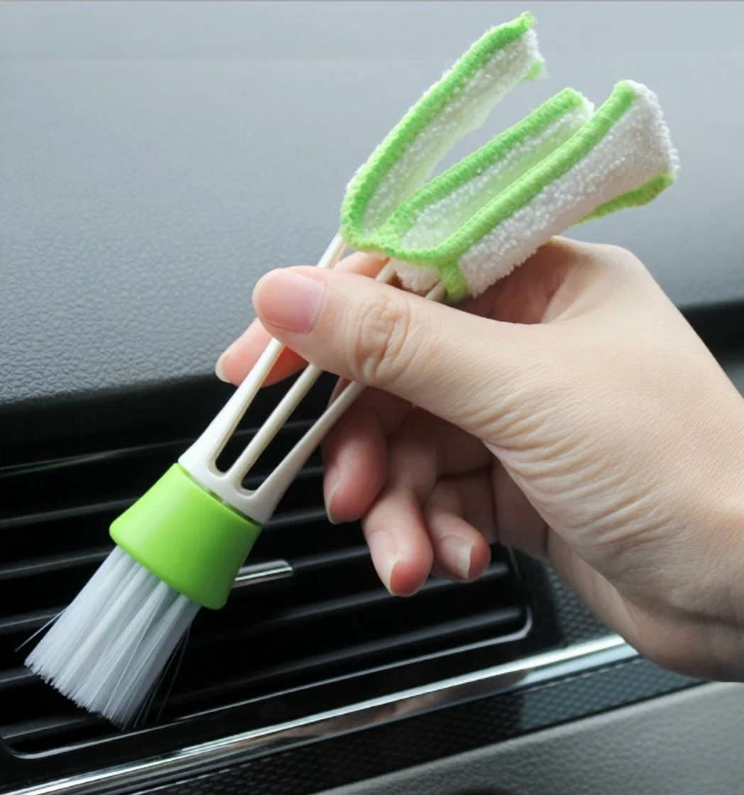 2Pcs Car Vent Air-Condition Keyboard Duster Double Heads Cleaning Brush