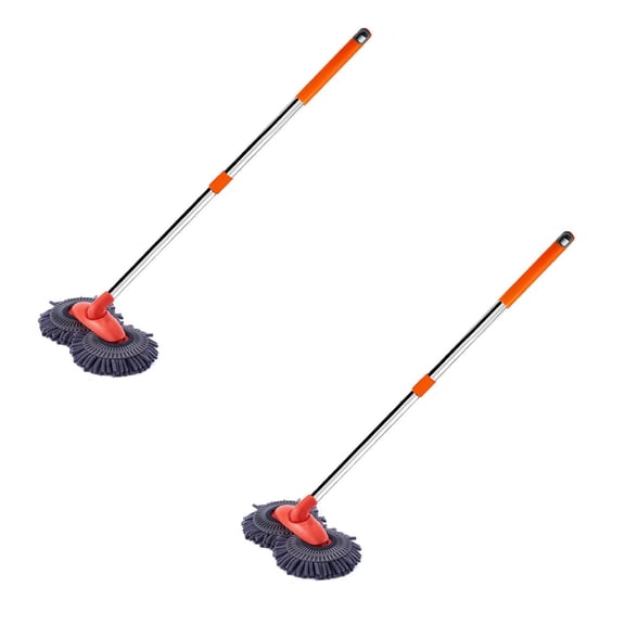 2Pcs Car Wash Brush With Long Handle Microfiber Car Wash Mop Long Handle Car Cleaning Kit Brush Car Cleaning Kit Windshield Window Microfiber Car Duster Dry Towels For Cars Cleaning Brush