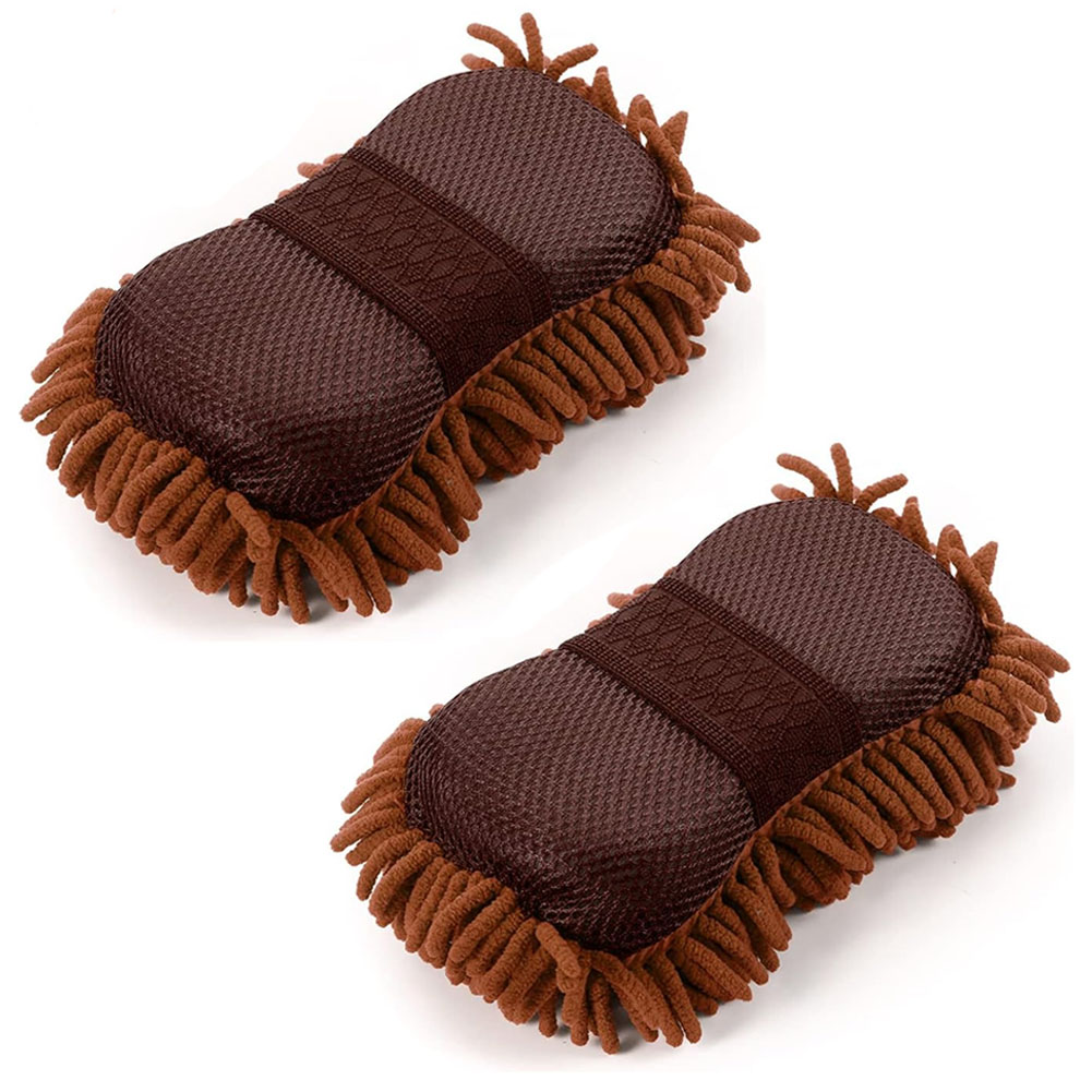 2Pcs Car Wash Mitt, Premium Chenille Microfiber Wash Sponge, Scratch
