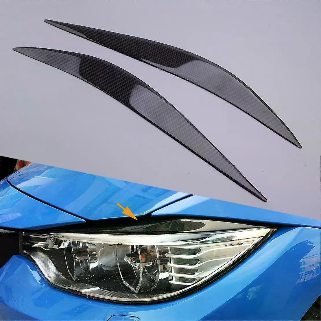2Pcs Carbon Fiber Headlight Eyebrows Eye Lid Cover Moulding Trims Car ...