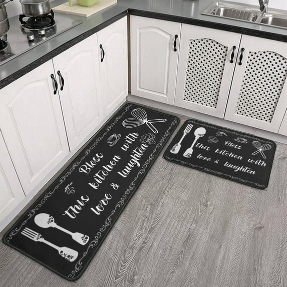 2Pcs Carpet Kitchen Antifatiga Set of 2 Kitchen Floor Mats for Entryway Non Slip Waterproof Standing Kitchen Runner Mats 17\u201dx24\u201d+17\u201dx48\u201d