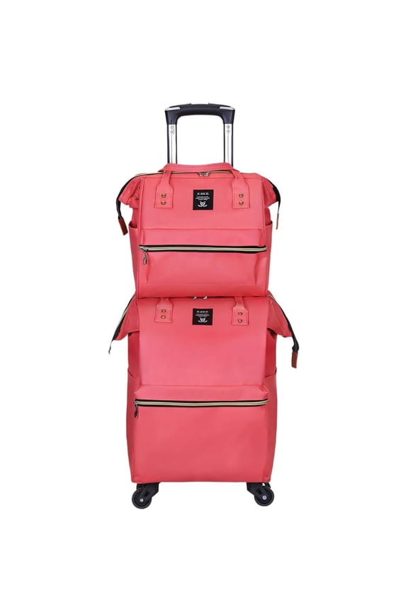 2Pcs Carry On Luggage Set Wheeled Bags Diaper Bag Backpack & Suitcase Bags Travel