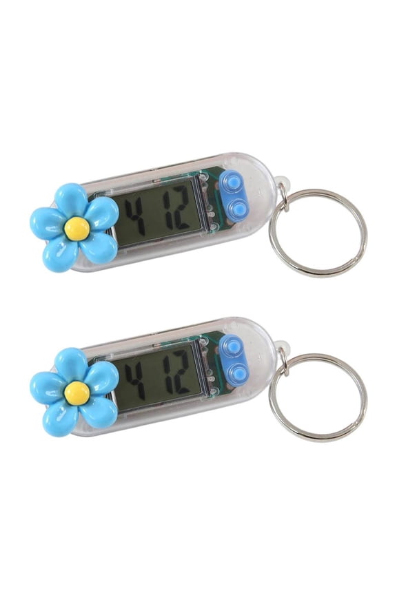 2Pcs Cartoon Digital Keychain Watch,Silent Student Timer, Portable Mini Electronic Clock for Study
