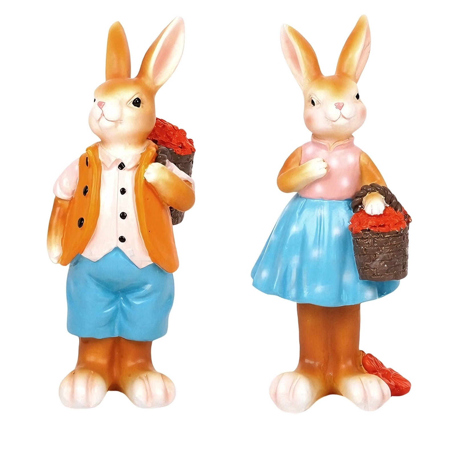 2Pcs Cartoon Styles Easter Rabbits Figurines for Easter Celebration ...