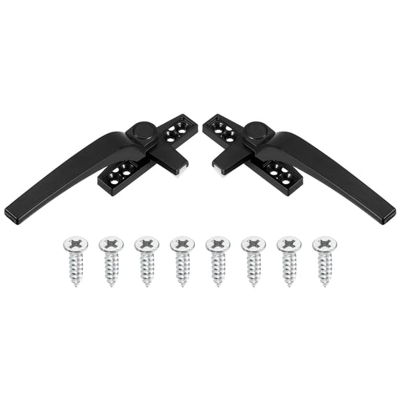 2Pcs Casement Window Locking Handle, Zinc Alloy Locking Handle Grasp Grip Left and Right Hand for Windows, Black
