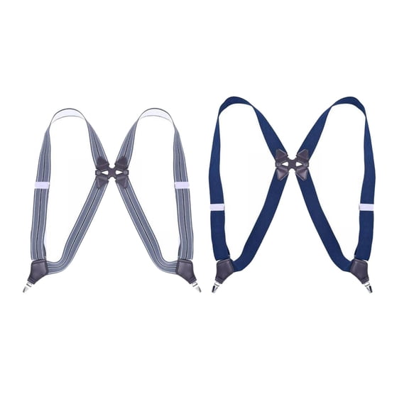 Segolike 2Pcs Casual Men Women Suspenders Clip Buttons Y Back Elastic Comfortable Adjustable Back Belt Pants Suspender for Wedding Party Group Gray and Dark Blue