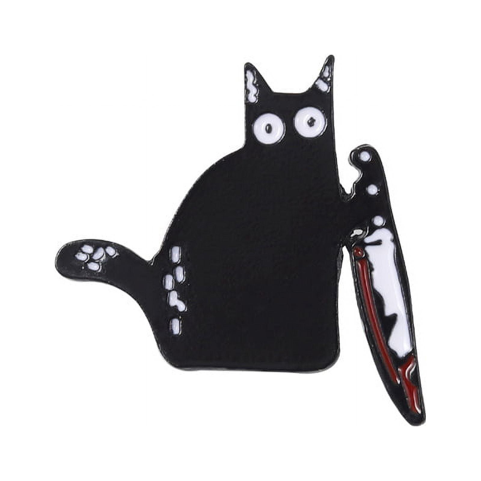 FSMILING 5pcs Enamel Pin Set Cute Black Cat Enamel Pins Bulk for Backpacks,Decoration Brooch Pins Pack for Jackets Hats