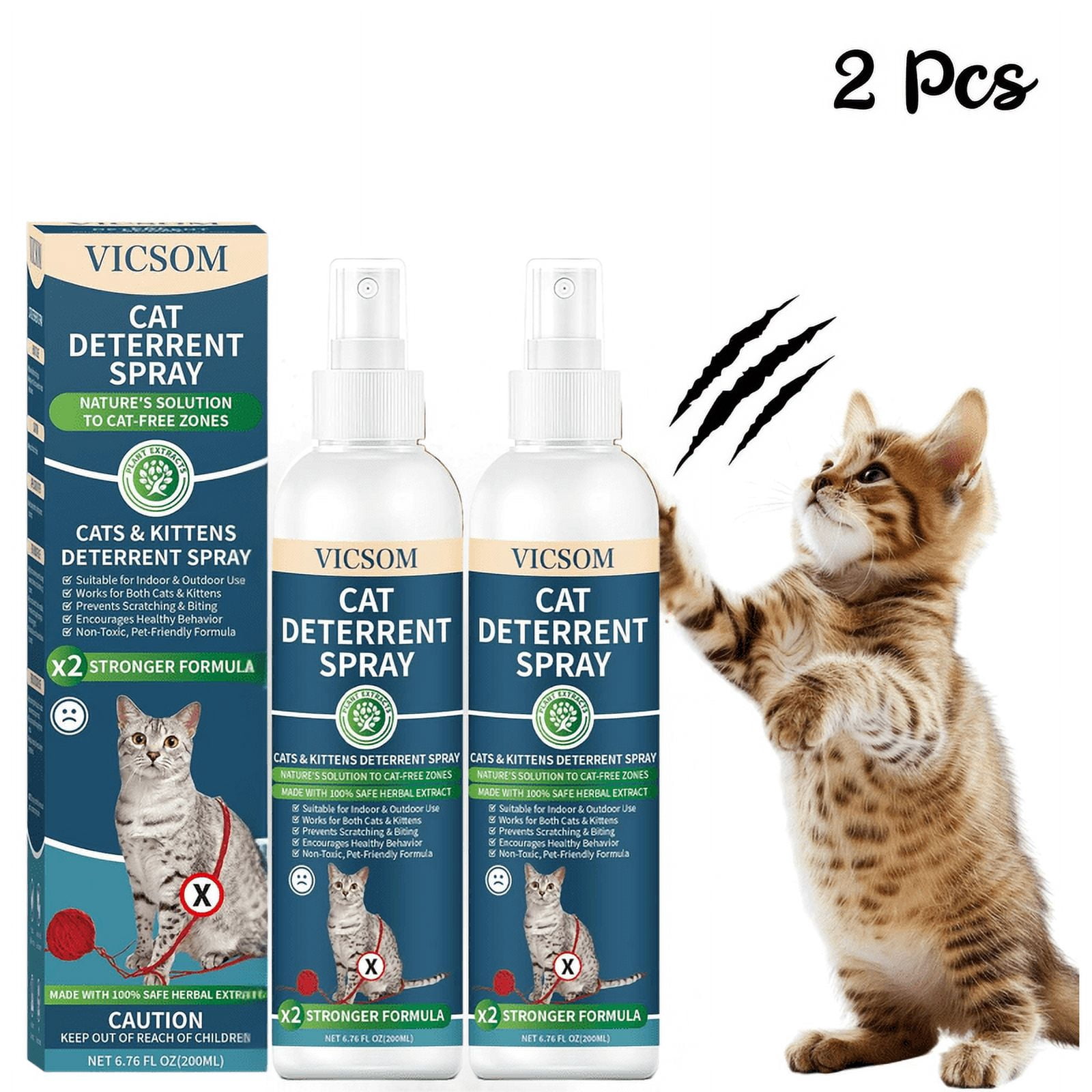 2Pcs Cat Deterrent Spray Natural Cat Repellent Spray, Anti-Scratch Deterrent for Furniture, Sofas Rugs Curtains Plants Indoor&Outdoor Repellent Cats Kittens, Non-Toxic Alcohol-Free 13.52 FL Oz