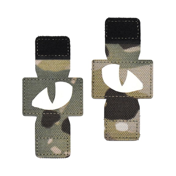 2Pcs Cat Eyes Patches Glow in The Dark Armband Fasteners Sew on Tags Badges Morale Patches Applique for Uniform, Outdoor, ,Bags, Jackets