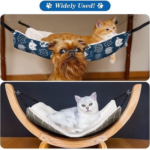 2Pcs Cat Hammock, Pet Hammock Bed Adjustable Soft Sleeping Hammock for Cage Hanging Reversible Cats Puppy Small Animals