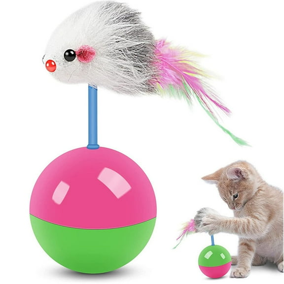 2Pcs Cat Mouse Toy Furry Tumbler Mouse Cat Toy Interactive Cat Stick Interactive Cat Mice Toys Interactive Cat Toy With Sound For Wee Kitten Hunting Exercising Eliminating Boredom For Cat