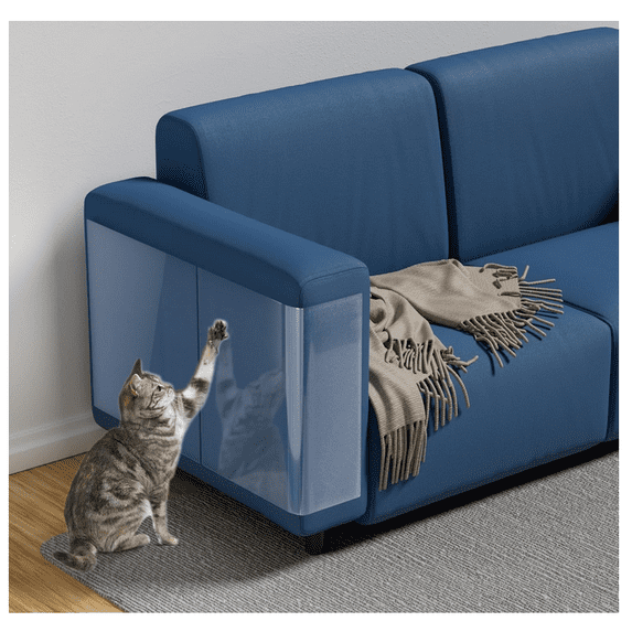 2Pcs Cat Scratch Furniture, 17.7" x 5.9" Clear Premium Heavy Duty Flexible Vinyl Protector Dog Cat Claw Guards, Stops Scratching Pets Furniture Protector