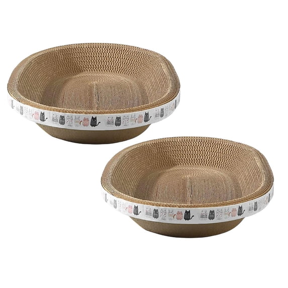 2Pcs Cat Scratcher Bed Oval Corrugated Cat Scratcher Scratching Bed Recycle Corrugated Scratching Pad Reversible Replacement Scratcher Pad Cardboard Protector for Furniture Pet Beds Happy 2026!