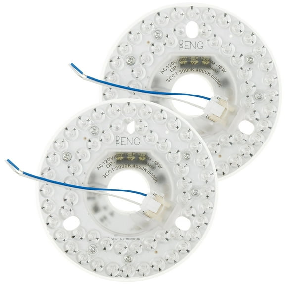 2Pcs Ceiling Fan Led Light Replacement Kit 120V 18W Easy Install Round Ceiling Fan Light Kit with 3 Color Temperature for Home Garage Office