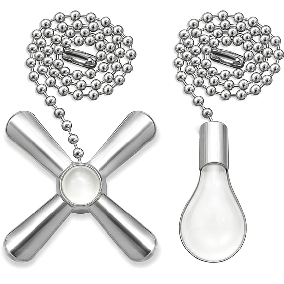 2Pcs Ceiling Fan Pull Chain Ornaments Extension Chains with Decorative Light Bulb and Cord 13.6 Inches Fan Pull Chain Set For Ceiling Light Lamp Chain