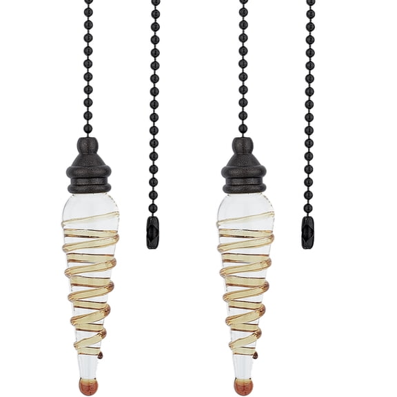 2Pcs Ceiling Fan Pull Chain Set 15 Inches Decorative Glass Beaded Ball Pull String Ornament Pendant Extension Chains for Ceiling Light Lamp Fan