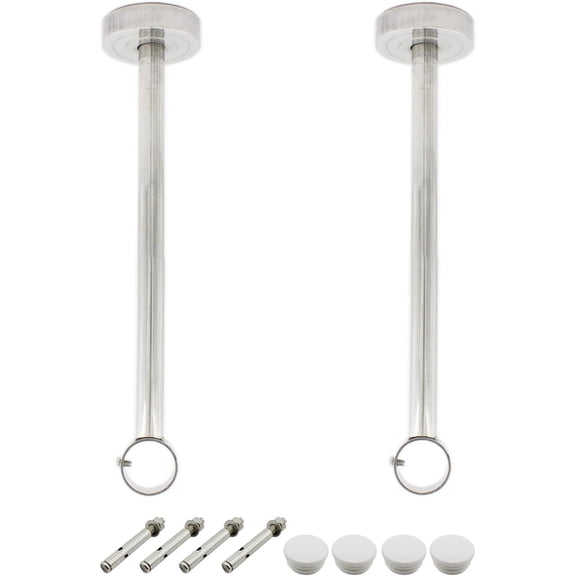 2Pcs Ceiling Mount Curtain Rod Holder, Flange Ceiling Mount Bracket with Stainless Steel Shower Curtain Rod Socket