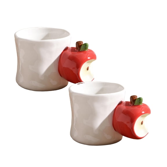 2Pcs Ceramic Coffee Cup Irregular Cup Shape Fruit Shaped Handle Handmade Ceramic Cup Suitable For /Home For Tea Dishwasher And Microwave. Unique Ideas Glass&Bottle