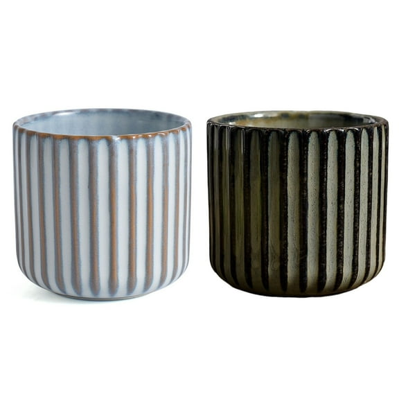 2Pcs Ceramic Teacup Porcelain Speckle Simple Clay Handmade Striped Mug