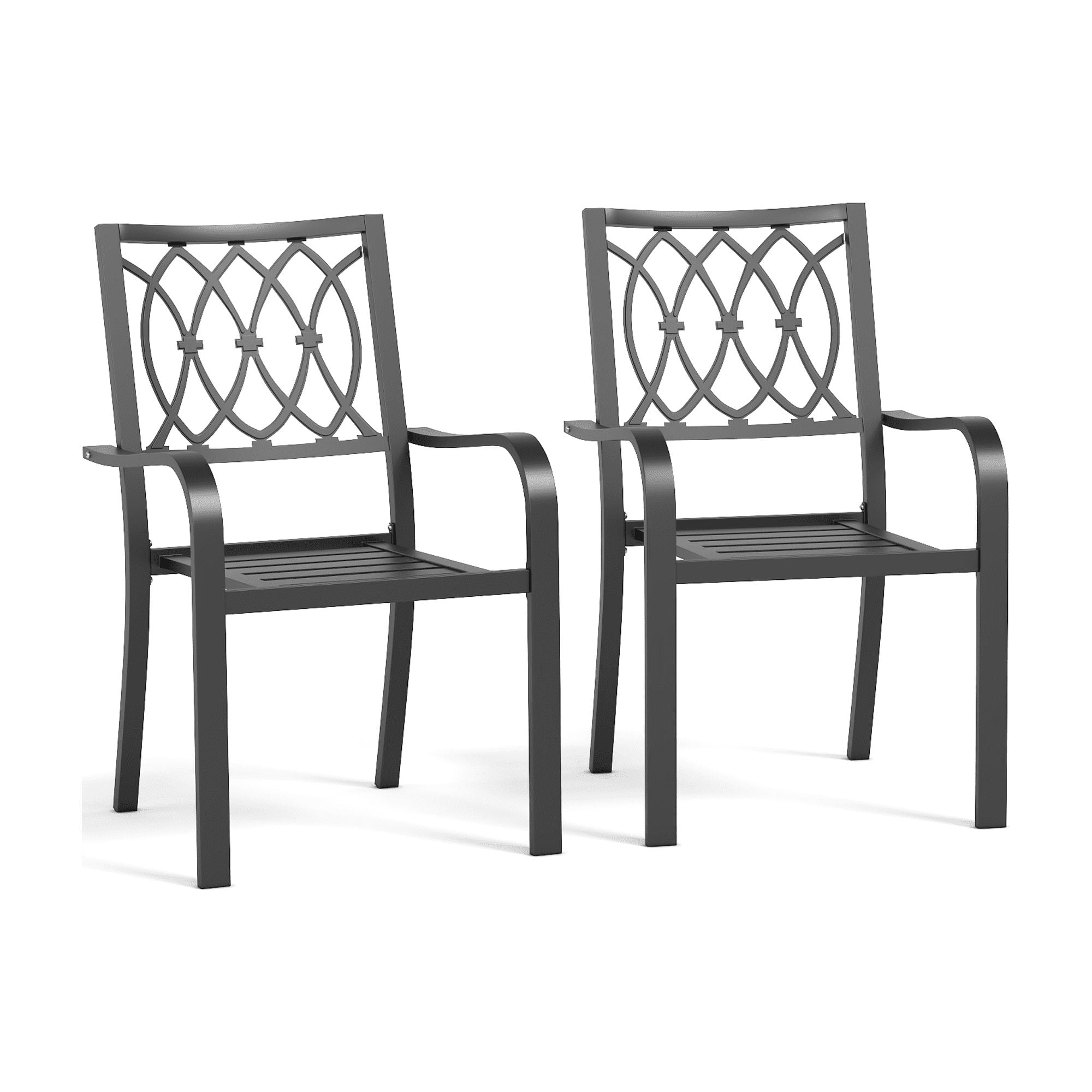 2Pcs Chair, Heavy-Duty Metal Chair 350LB Capacity, Ergonomic Breathable Patio Chair, 30 Min Assembly, All-Weather Metal Frame for Indoor Outdoor Use, Picnic, BBQ, Party & Camping