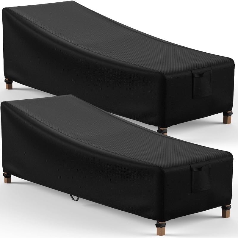 2Pcs Chaise Lounge Cover, Patio Furniture Covers, Waterproof UV Resistant Outdoor Lounge Chair Covers with Air Vent, Heavy Duty