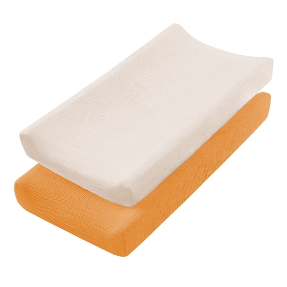 2Pcs Changing Pad Cover Cotton Diaper Changing Pad with Elasticated Straps Soft Breathable Changing Pad Cover Easy to Change Use Diaper Changing Pad Suitable for Travelling