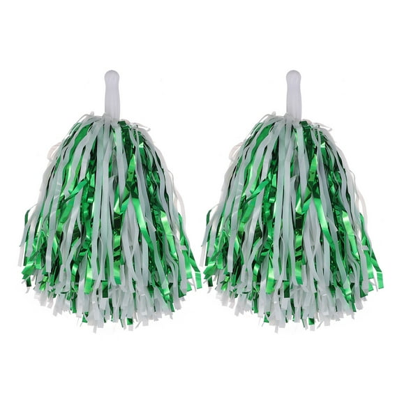 2Pcs Cheerleader Pom Poms Metallic Foil Cheerleader Pom Poms Hand Flowers with Handle for Sports Competitions Celebrations