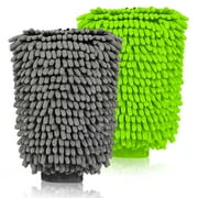 2Pcs Chenille Microfiber Premium Car Wash Mitt Scratch-Free Auto Wash Mitt