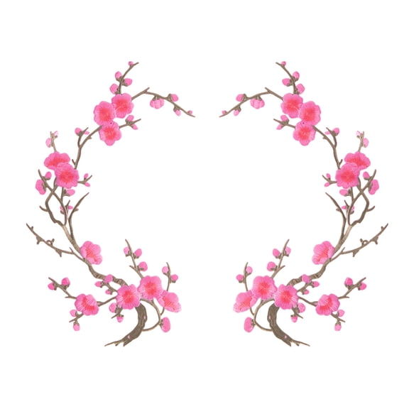 2Pcs Cherry Blossom Iron On Patch, Plum Blossom Patches Iron On, Flower Vines Appliques DIY Trim for Jackets, Jeans, Backpacks, Clothes & DIY Crafts