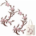 thumbnail image 1 of 2Pcs Cherry Blossom Iron On Patches, Large Floral Embroidery Applique Patches for Clothing, Jackets, Jeans, Bags, DIY Decor Repair(Pink), 1 of 7