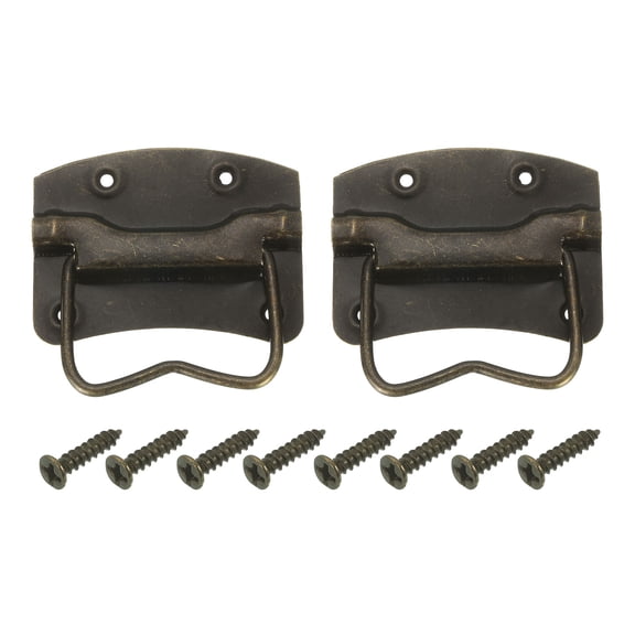 2Pcs Chest Handles, 64x61mm Wooden Box Ring Pull Lifting Handle, Bronze