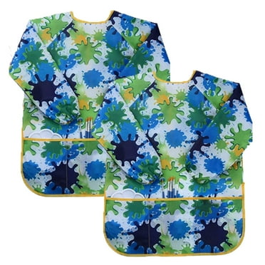 2Pcs Children Kids Waterproof Long-sleeved Art Smock Painting Apron Children Waterproof Artist Painting Aprons Long Sleeve for Baking, Eating, Arts & Crafts for Children Ages 3-8