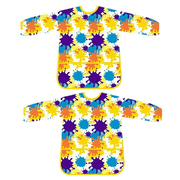 2Pcs Children Kids Waterproof Long-sleeved Art Smock Painting Apron Children Waterproof Artist Painting Aprons Long Sleeve for Baking, Eating, Arts & Crafts for Children Ages 3-8