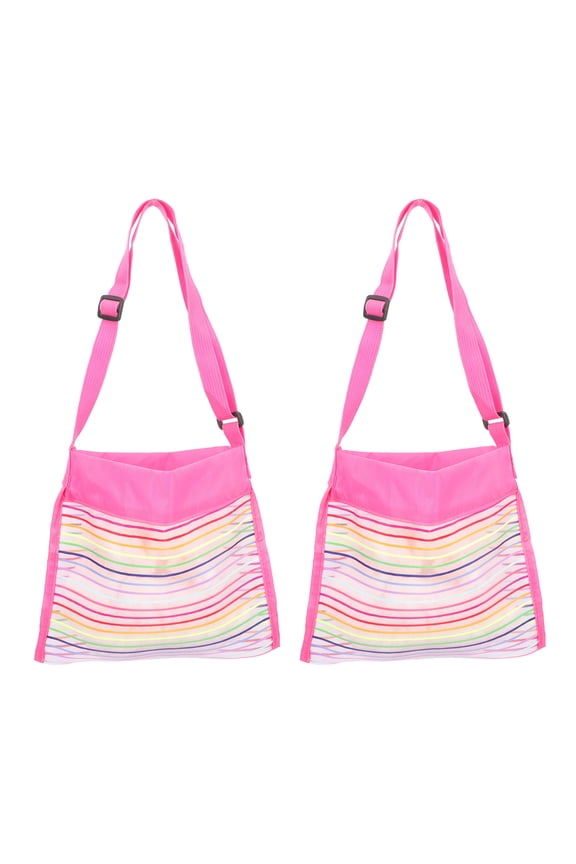 2Pcs Pink Mesh Beach Bags Large Capacity Travel Tote for Storage and Shell Collecting