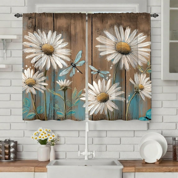 2Pcs Chrismas Night Kitchen Curtains Cafe Curtains for Bathroom Dining Room Living Room Pocket Window Drapes Winter Curtain for Bedroom Window Drapes