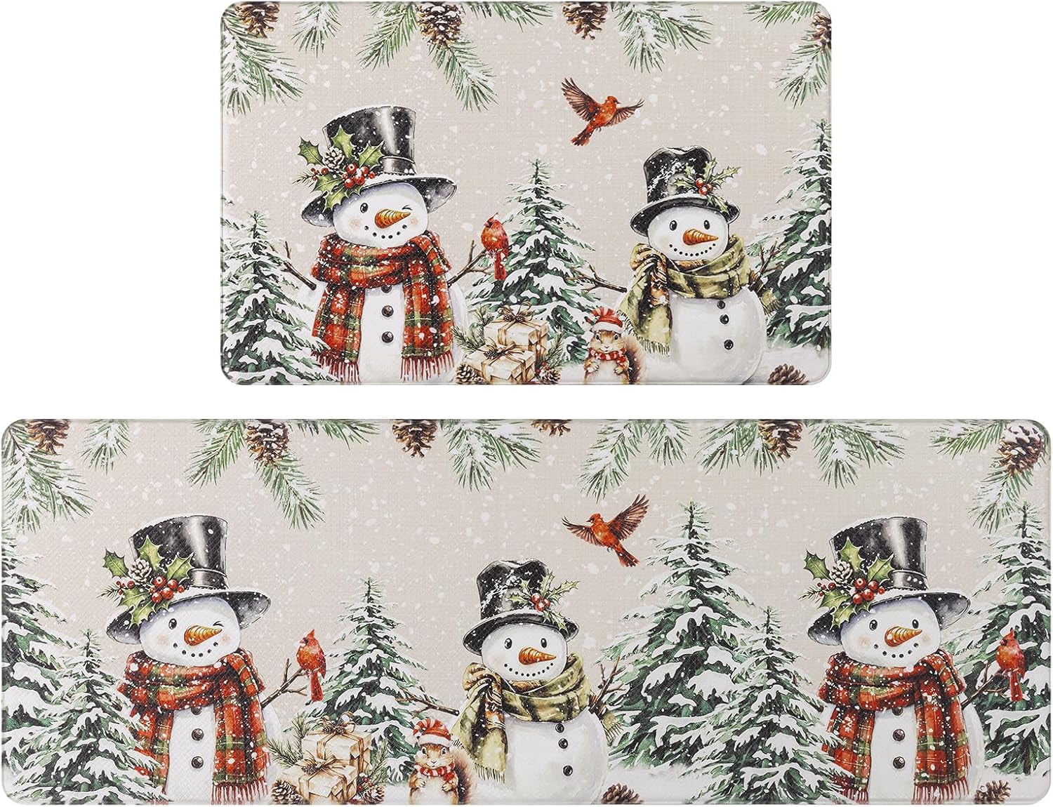 Men's Rugs 2Pcs Christmas Anti Fatigue Kitchen Rugs and Mats, Snowman,Tree ...