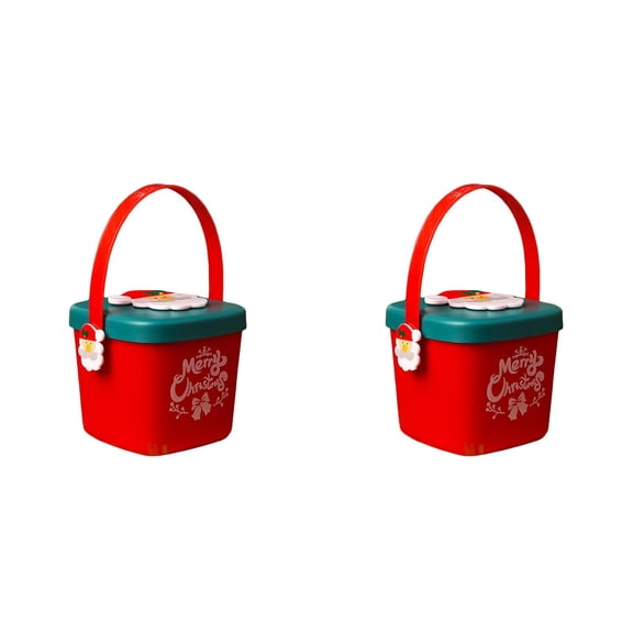 2Pcs Christmas Apple Gift Box & Candy Treat Boxes with Handle, Gift Boxes for Cookies Sweets, Cute Party Favor Containers for Holiday Gifts, Home Decor Party Supplies 4.3x3.7 Inch Red