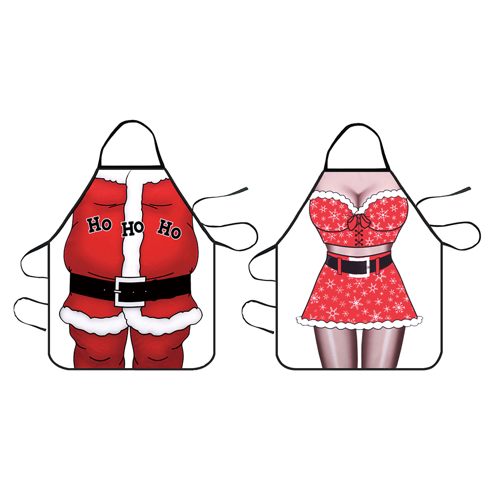 2Pcs Christmas Cooking Apron Funny Printing Serving Apron Supply