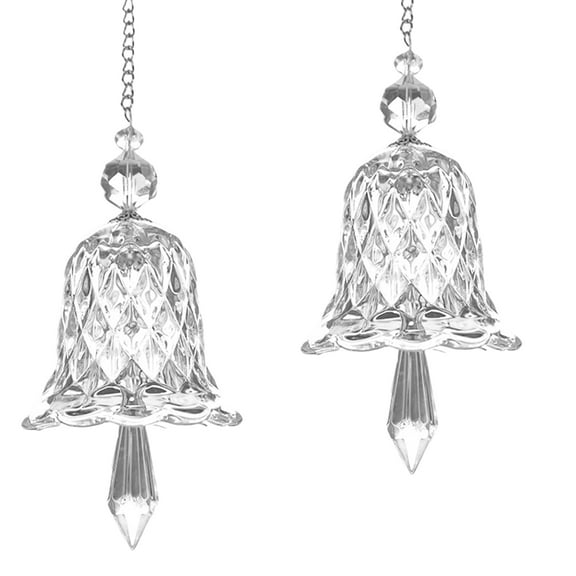 2Pcs Christmas Crystal Windchimes Colorful Glass Bells Hanging Pendants Ornament for Home