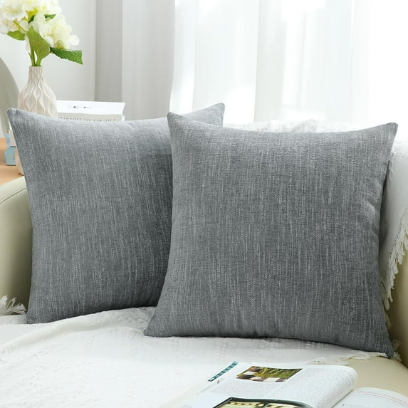 2Pcs Christmas Decorative Throw Pillow Covers 18x18, Lumbar Farmhouse Textured Pillow Covers, Grey