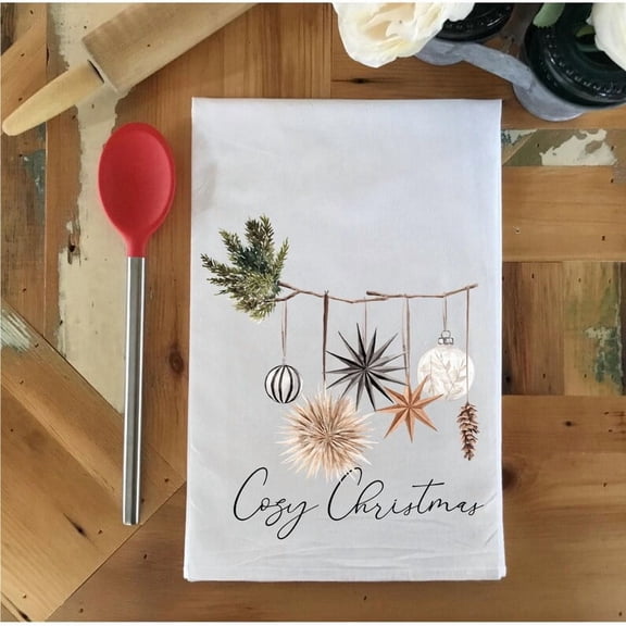 2Pcs Christmas Flour Sack Towel, Cozy Christmas Tea Towel, Christmas Kitchen Decor, Christmas Gift for Friends, Boho Christmas Decor