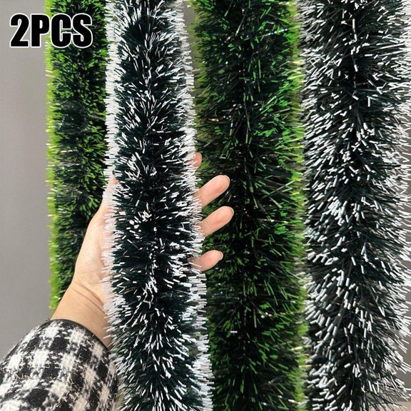 2Pcs Christmas Garland for Fireplace Mantel and Staircase, 78.74 Inch Dense Pine Strips for Winter Holiday Home and Indoor Party Decor