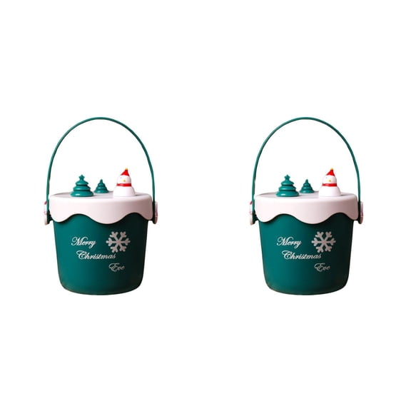 2Pcs Christmas Gift Boxes Candy Containers, Multifunctional Apple Treat Boxes Cylinder Design, Festive Party Favor Boxes for Wedding New Year Holiday Home Decor 4.1x4.3 Inch Green