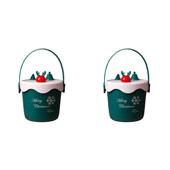 2Pcs Christmas Gift Boxes Candy Containers, Multifunctional Apple Treat Boxes Cylinder Design, Festive Party Favor Boxes for Wedding New Year Holiday Home Decor 4.1x4.3 Inch Green