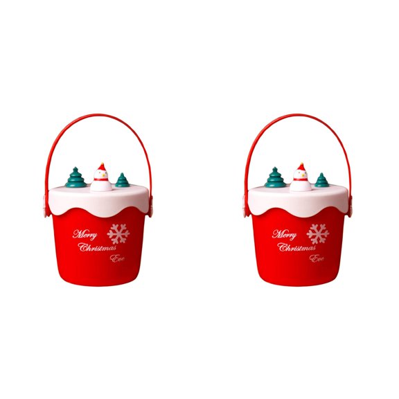 2Pcs Christmas Gift Boxes Candy Containers, Multifunctional Apple Treat Boxes Cylinder Design, Festive Party Favor Boxes for Wedding New Year Holiday Home Decor 4.1x4.3 Inch Red