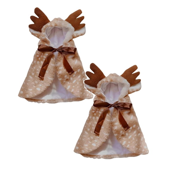 2Pcs Christmas Pet Costume, Reindeer Cozy Cape Fabric Soft Dog Cat ...