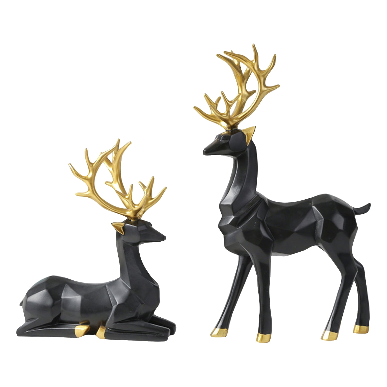 RUIBBWAN Lot De 2 Statues D'élan De Noël En Résine, Statues De Cerf Assis Debout, Figurines De Renne Cadeaux De Noël Pour Décoration D'intérieur (bleu, Taille Unique